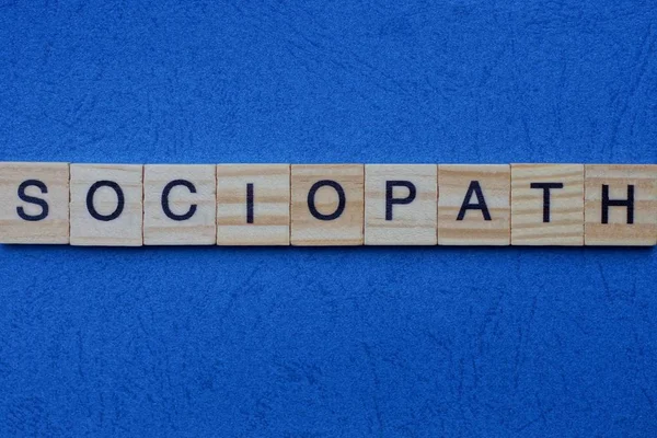 Word Sociopath Made Wooden Letters Blue Table — Stock Photo, Image