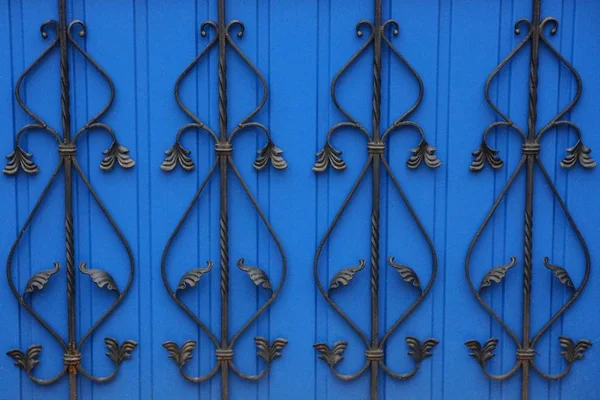 Colored Metal Texture Black Wrought Iron Bars Pattern — Stock Photo, Image