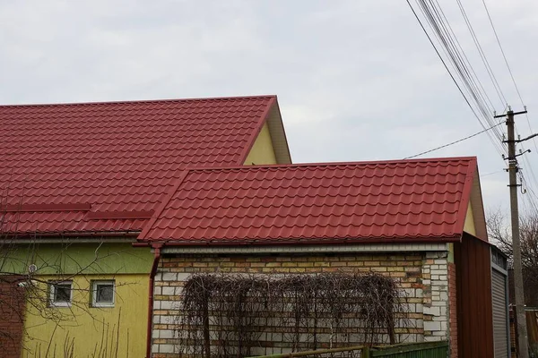 Part Brick Private House Attic — Stock Photo, Image