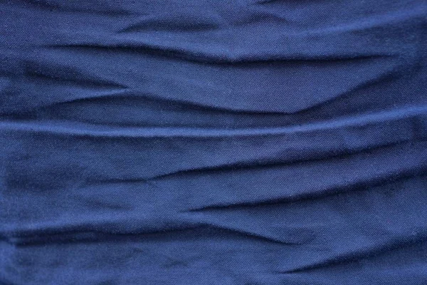 Texture Blu Scuro Pezzo Vecchio Tessuto Stropicciato Sui Vestiti — Foto Stock