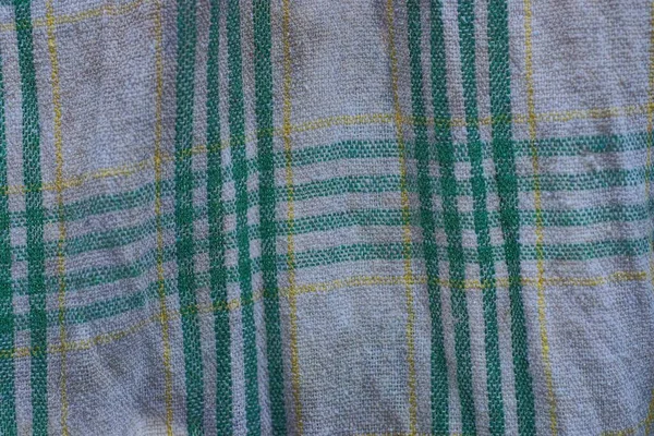 Сіра Зім Ята Текстура Тканини Зеленими Жовтими Смугами — стокове фото