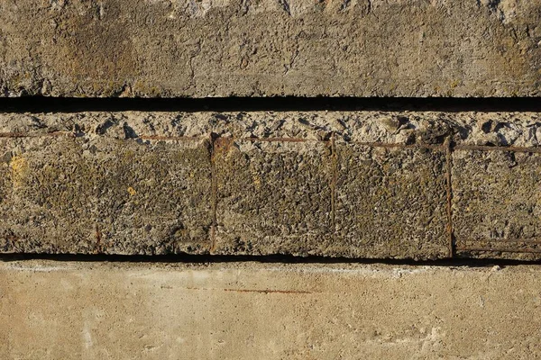 Gray Brown Stone Texture Row Concrete Slabs Wall Black Seams — Stock Photo, Image
