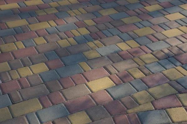Stenen Textuur Van Stoep Met Gekleurde Tegels — Stockfoto