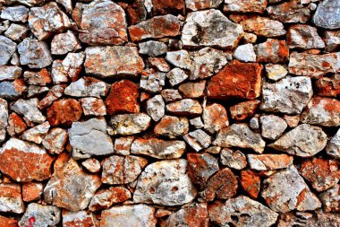 Taşların farklı çaplı taş duvarları