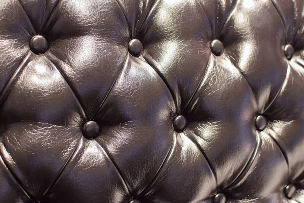 Leather sofa quilted leather texture black color