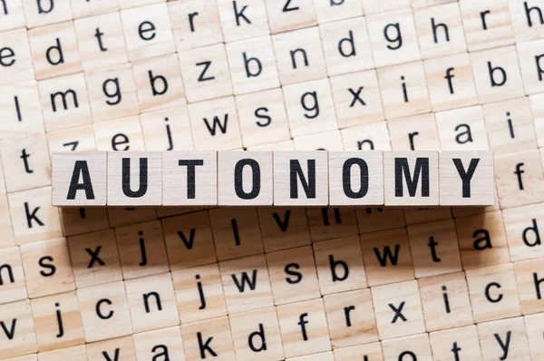 Autonomy word concept on cubes