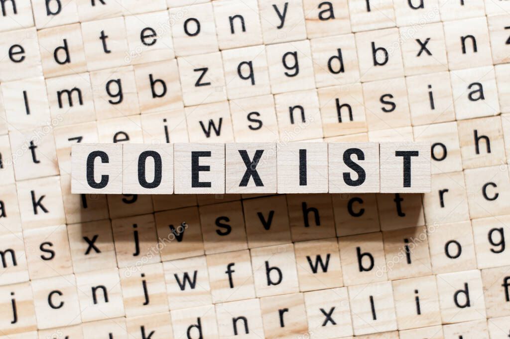 Coexist word concept on cubes