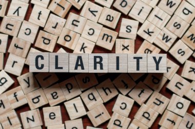 the word of CLARITY on building blocks concept clipart