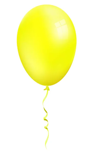 Single Realistic Yellow Ballon Isolated White Background — Stock Vector