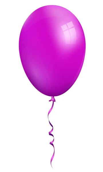 Single Realistic Purple Ballon Isolated White Background — Stock Vector