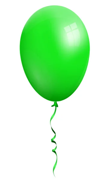 Single Realistic Green Ballon Isolated White Background — Stock Vector