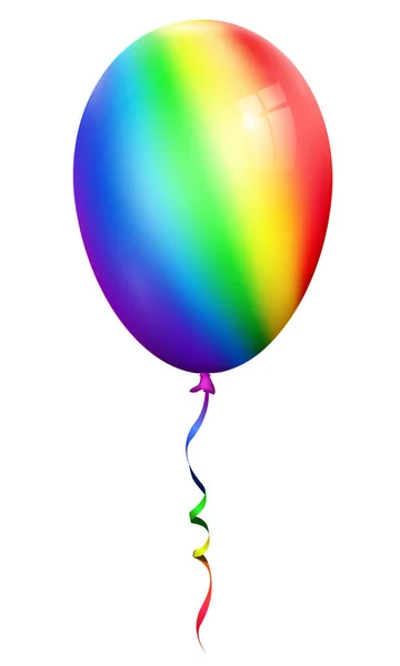 Single Realistic Rainbow Ballon Isolated White Background — Stock Vector