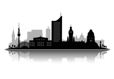 leipzig vektör silueti 3d resimleme beyaz arkaplanda izole edildi