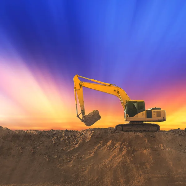 Excavator, Industrial machinery on Construction site — Stock Photo, Image