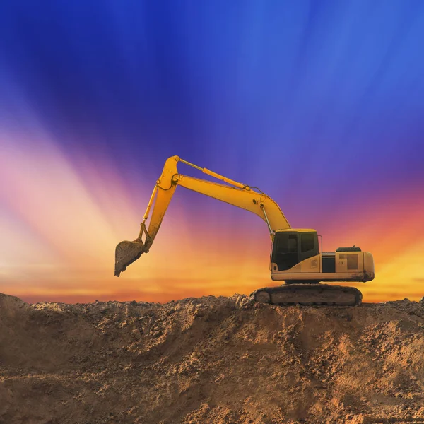 Excavator, Industrial machinery on Construction site — Stock Photo, Image