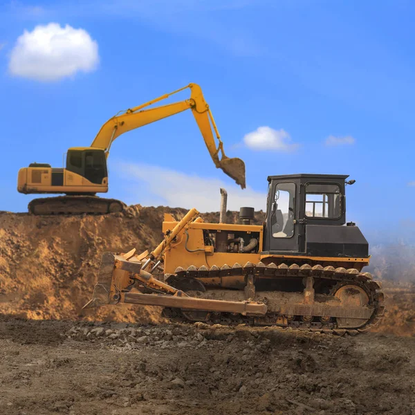 Excavator and grader — Stock Photo, Image