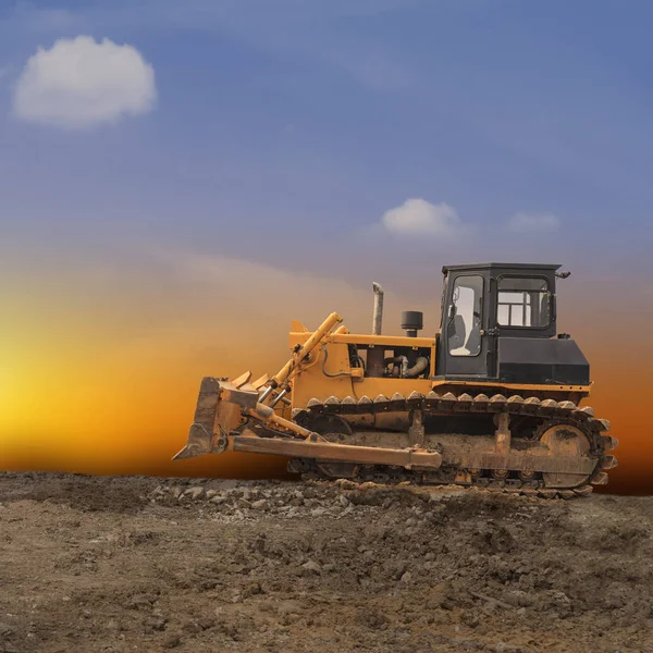 Grader, Yellow grader on construction site — Stock Photo, Image