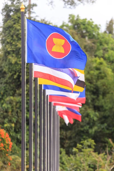 Οικονομικής Κοινότητας της ASEAN σημαίες, χώρες της Νοτιοανατολικής Ασίας — Φωτογραφία Αρχείου