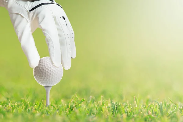 Golfboll på tee i golfbana — Stockfoto