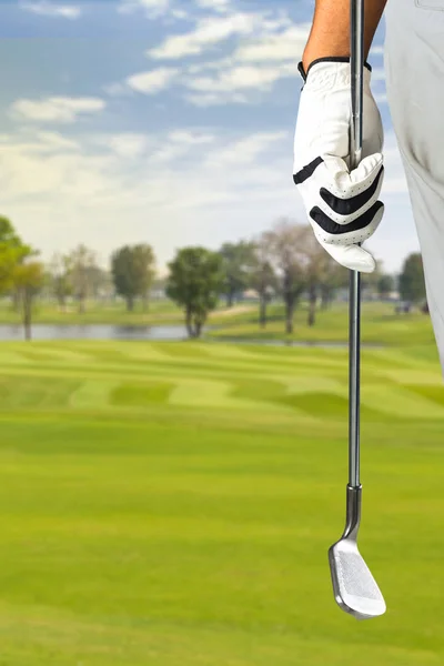 Golf játékos egy golf klub golf course — Stock Fotó