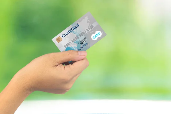 Cropped view of woman hands with credit card, Online shopping, O — Stock Photo, Image