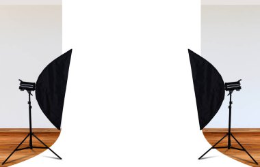 Işık ekipmanlı fotoğraf stüdyosu