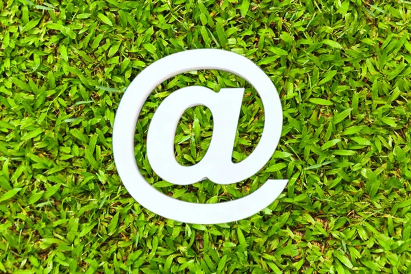 Top view of Email sign on Natural green grass — Stock Photo, Image