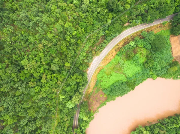 İnsansız hava aracından çekilen güzel tropikal ormanın havadan görünüşü — Stok fotoğraf