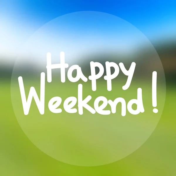 Happy Weekend word lettering on colorful abstract background