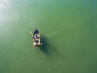Balıkçı tekneleri Denizi, balıkçı teknesi t içinde yüzen Üstten Görünüm