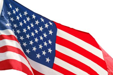 Yıldız ve çizgili beyaz zemin üzerine Amerikan bayrağı sallayarak