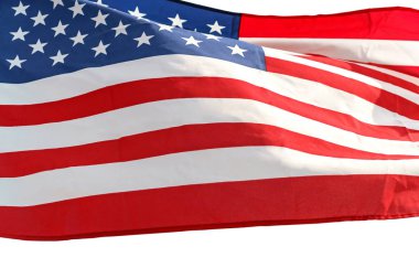 Yıldız ve çizgili beyaz zemin üzerine Amerikan bayrağı sallayarak
