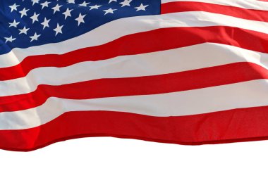 Yıldız ve çizgili beyaz zemin üzerine Amerikan bayrağı sallayarak