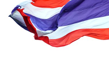 Beyaz arka plan üzerinde Tayland bayrağı sallayarak