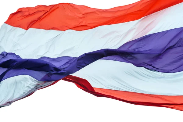 Bandeira ondulando da Tailândia no fundo branco — Fotografia de Stock