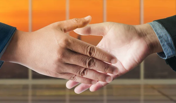 Cropped view of Businessman handshake to seal a deal in office — Stock Photo, Image