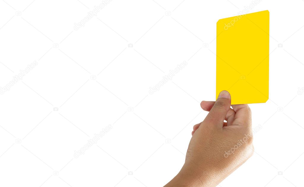 Referee showing yellow card