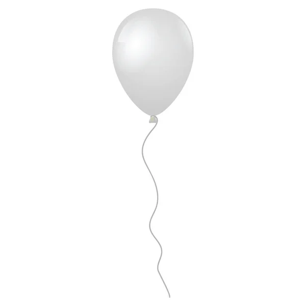 Palloncino bianco volante isolato su sfondo bianco, illustrazione — Foto Stock