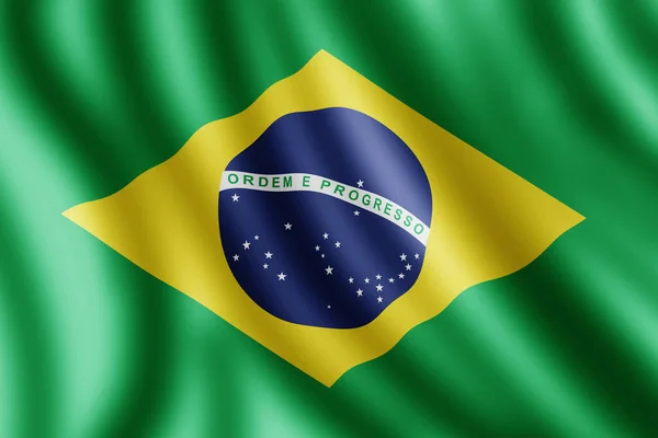 Bandeira do Brasil, ilustração realista — Fotografia de Stock