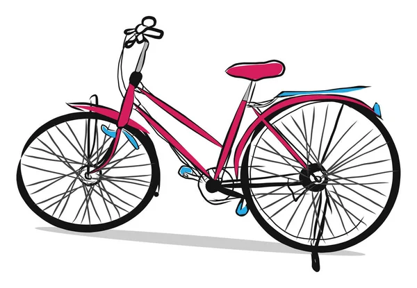 手の赤い自転車、イラスト描き — ストック写真