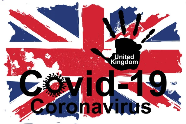 Během Epidemie Covid Stop Coronavirus Concept Spojené Království Grunge Flag — Stock fotografie