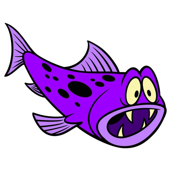 Crazy Fish Una Ilustración Dibujos Animados Divertido Crazy Fish — Vector de stock