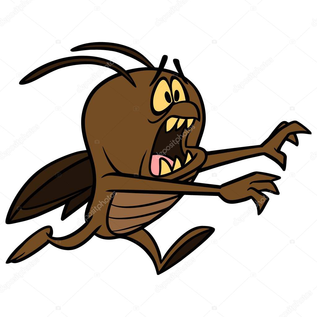 Bug Running - A cartoon illustration of a scared Bug Running.
