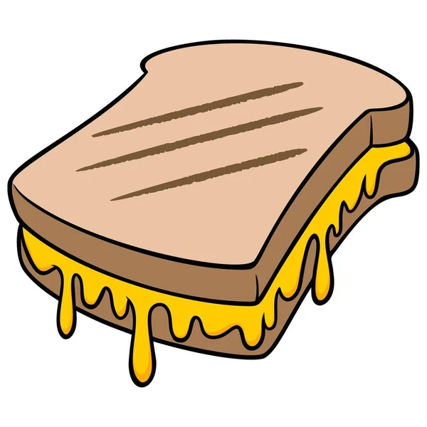 Grilled Cheese Cartoon Illustration Grilled Cheese Sandwich — Stock vektor