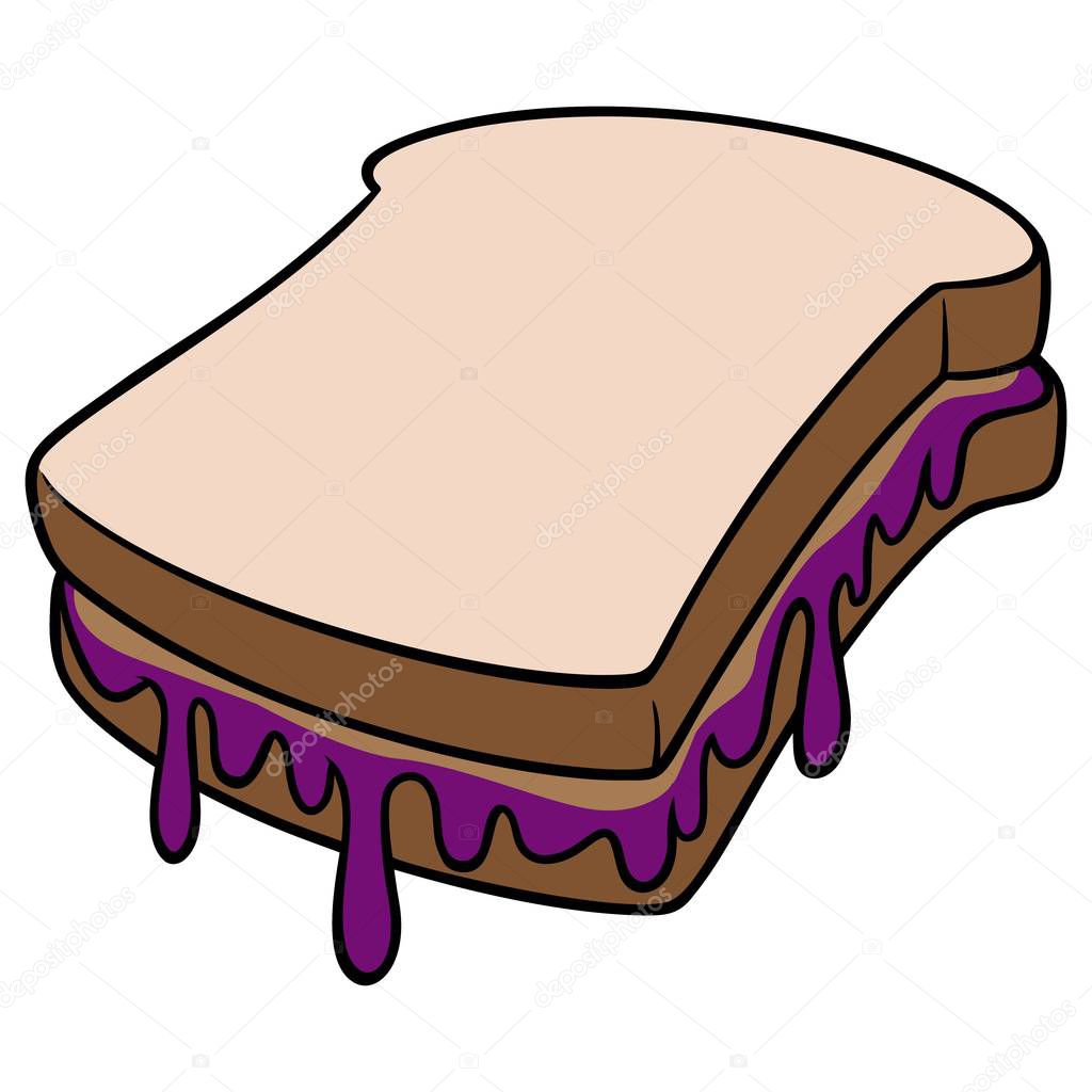 Peanut Butter and Jelly - A cartoon illustration of a Peanut Butter and Jelly sandwich.