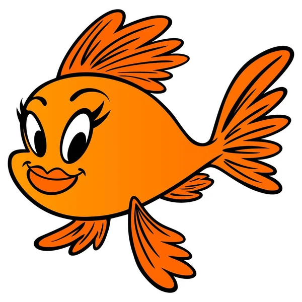Goldfisch Prinzessin Eine Cartoon Illustration Eines Niedlichen Weiblichen Goldfisches — Stockvektor