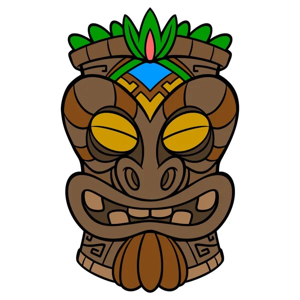 Tiki King Uma Ilustração Desenho Animado Rei Tiki Polinésia — Vetor de Stock