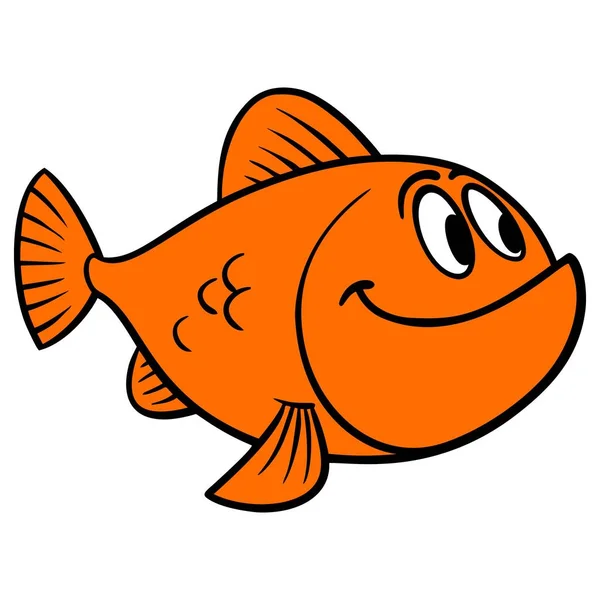 Goldfish Mascot Eine Cartoon Illustration Eines Niedlichen Goldfish Maskottchen — Stockvektor