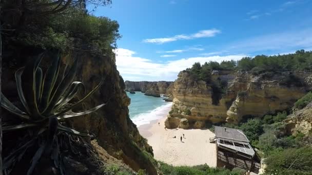 Costa algarvia perto de marinha — Vídeo de Stock