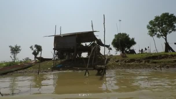 Battambang Province Cambodia Circa March 2018 Fisherman Villages Tonle Sap — Stock Video